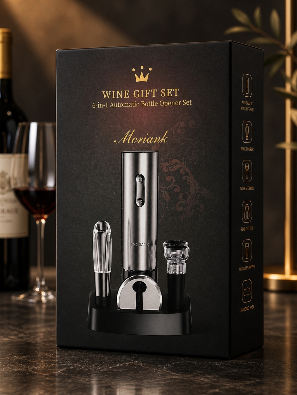 Moriank Wine Gift Set - Stainless Steel Automatic Bottle Opener